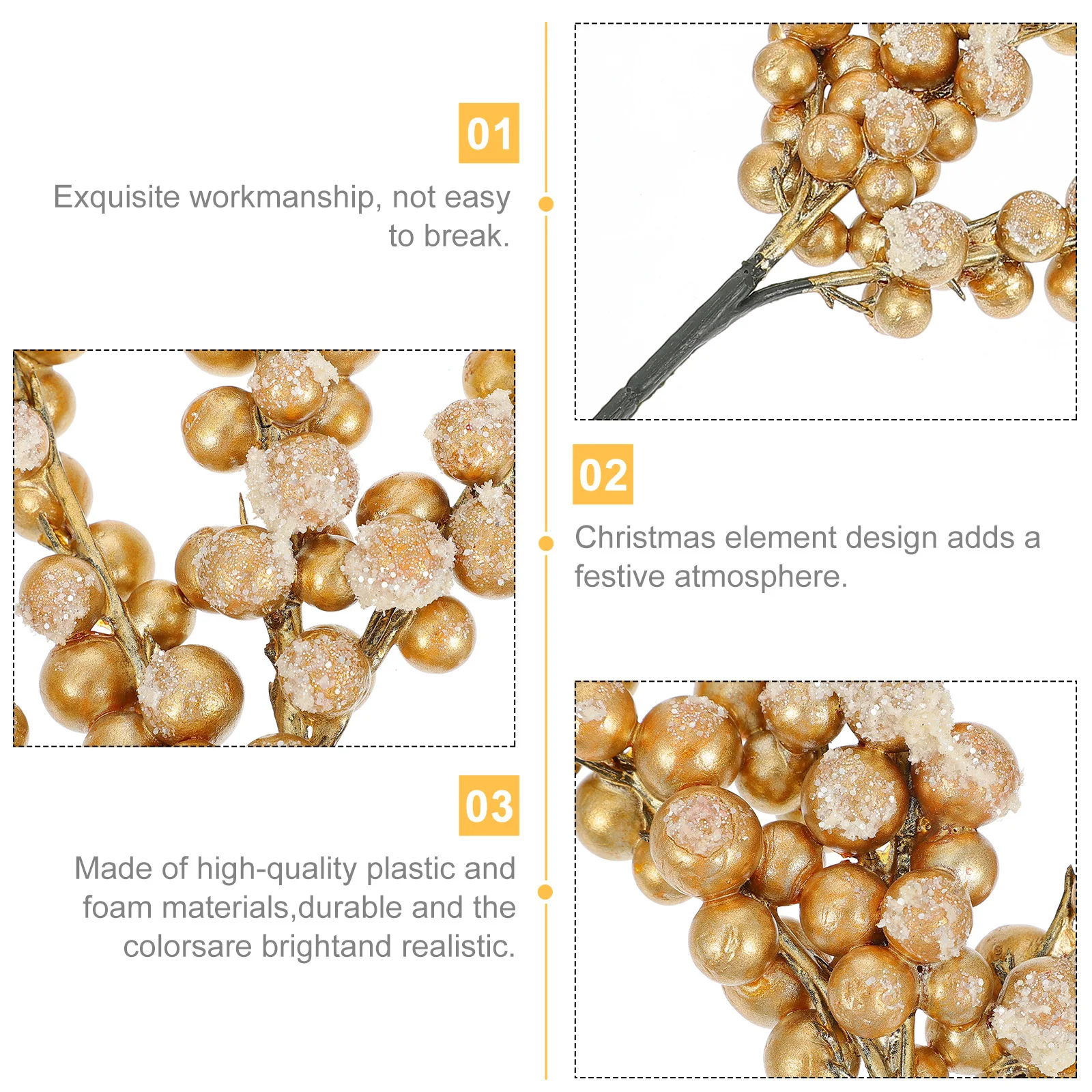 

2 Pcs Holiday Decor Berry Decoration Ornament Picks Christmas for Crafts Artificial Plastic