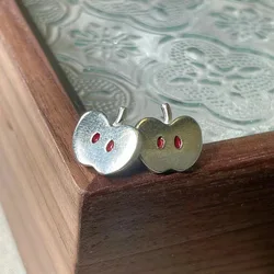 Fashion Simple Cute Silver Plated Red Apple Stud Earrings for Women Gifts Jewelry Accessories Gifts Fine Earrings