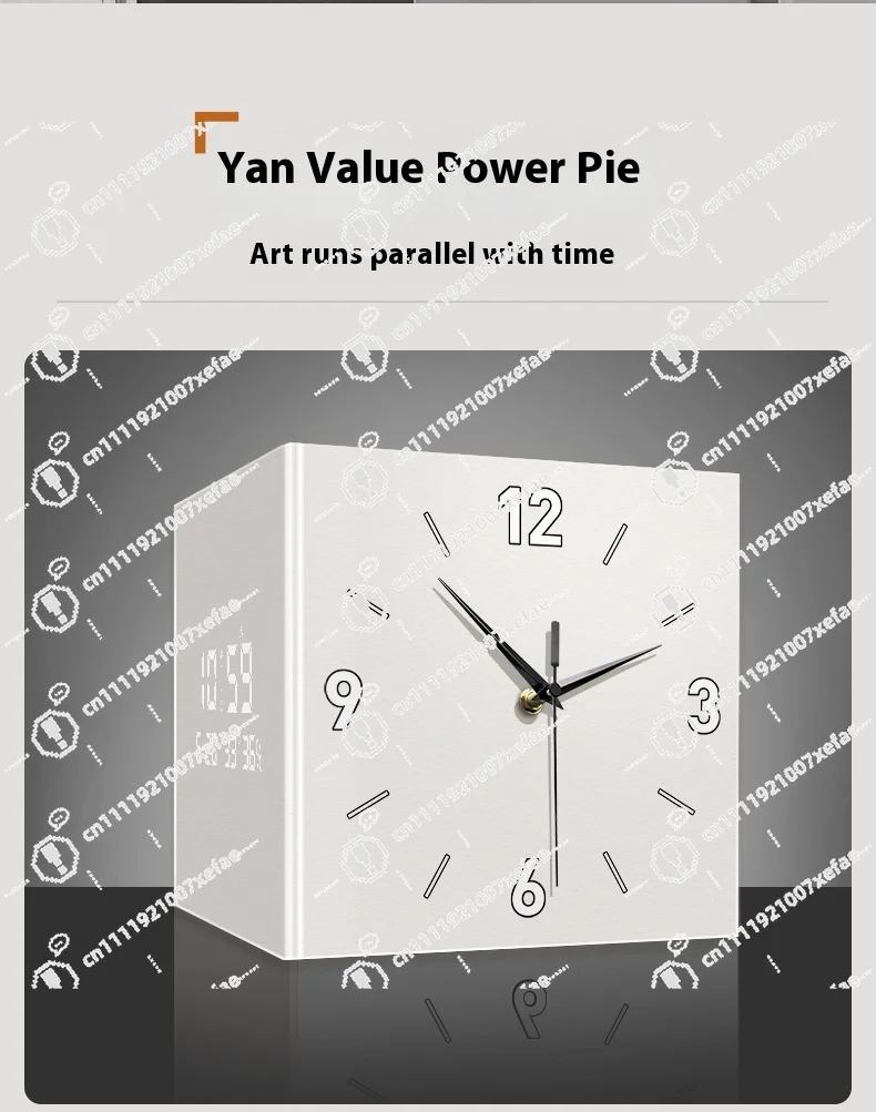 Creative and simple modern double-sided wall clock, wind angle design, no need to punch holes, electronic calendar