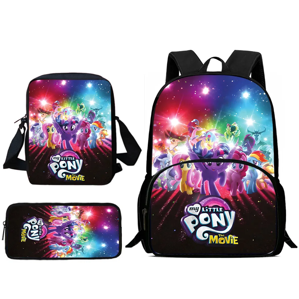 Mochila escolar de gran capacidad para niños y niñas, bolso de hombro, estuche para lápices, lindo Anime, My Littles Ponys, el mejor regalo