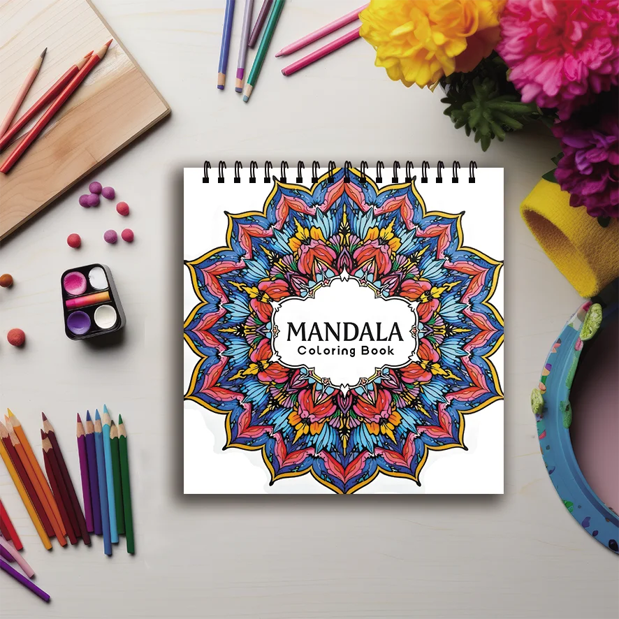 Libro para colorear - Libro para colorear mandala de 7,87 x 7,87 pulgadas y 32 páginas - perfecto para calmar, garabatear y fiestas navideñas