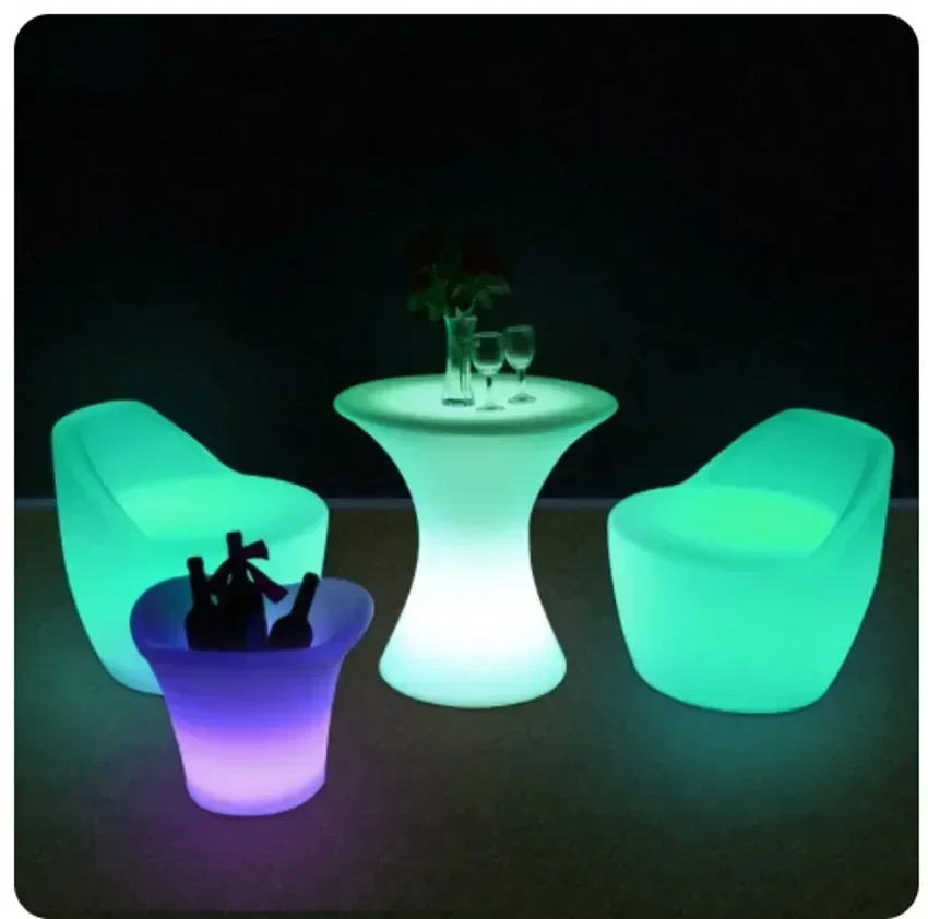 

New Led Furniture RGB Rechargeable Led Illuminated Gaming Chair Waterproof Led Bar Chair Seat Outdoor Use For Bar KTV Disco