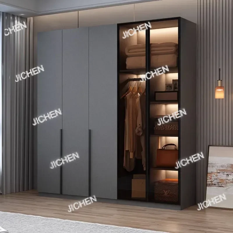 JC خزانة تخزين خشبية سوداء الملابس الفاخرة الحديثة المنظم خزانة الشمال متعددة الوظائف Ropero Armables أثاث غرفة نوم #1