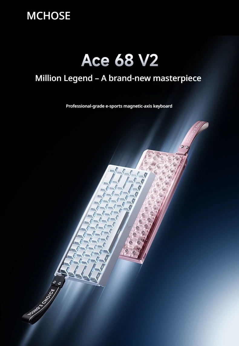 MCHOSE ACE68 V2 Gaming Keyboard 0.001mm 8KHz Polling Rate 256k Scan Rate 0.008ms Ultralow Latency Wired TTC Hall Sensor Keyboard