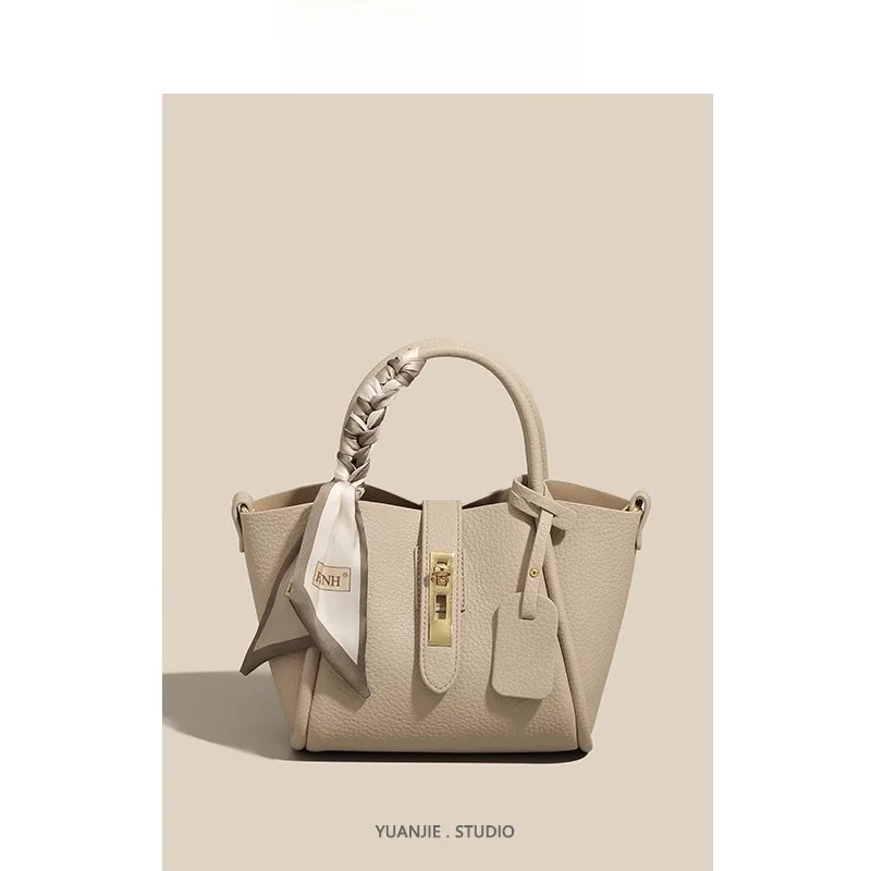 

Genuine Leather Shoulder Bag for Women Stylish British Style Soft Handbag Wing Shape Pure Color Casual Fashion Handbag