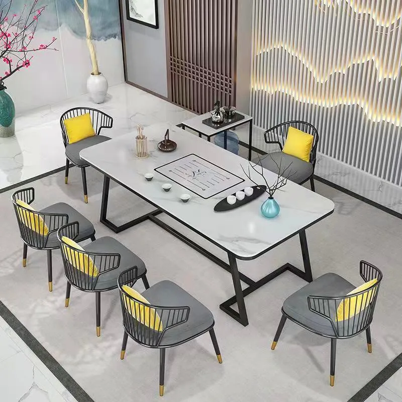 New Chinese light luxury rock slab tea table, simple modern tea table and chair combination