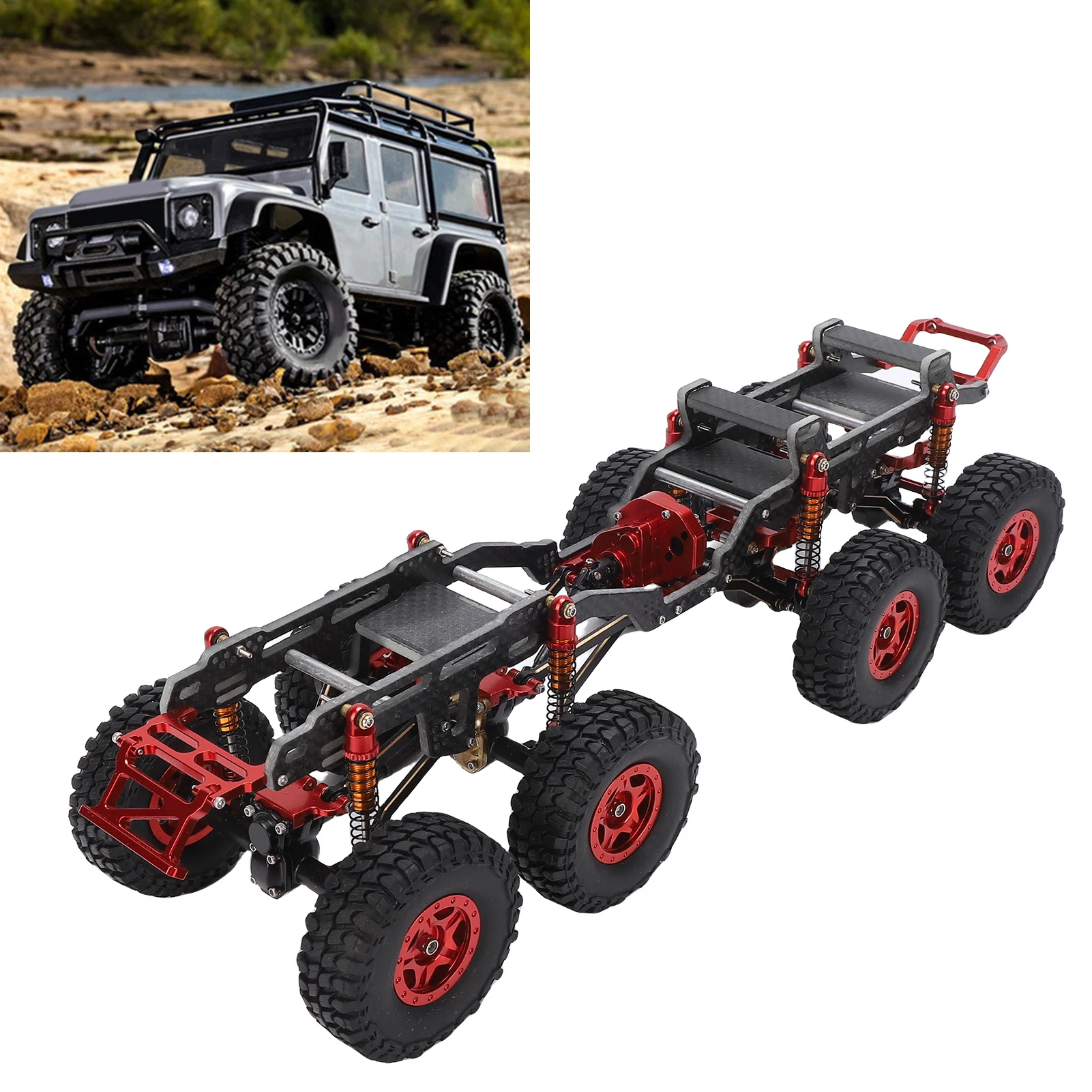 โครงรถคาร์บอนไฟเบอร์สำหรับเปลี่ยนในรถบังคับวิทยุ Axial SCX24 8x8 ชุดดัดแปลงโครงรถแบบศูนย์ถ่วงต่ำ