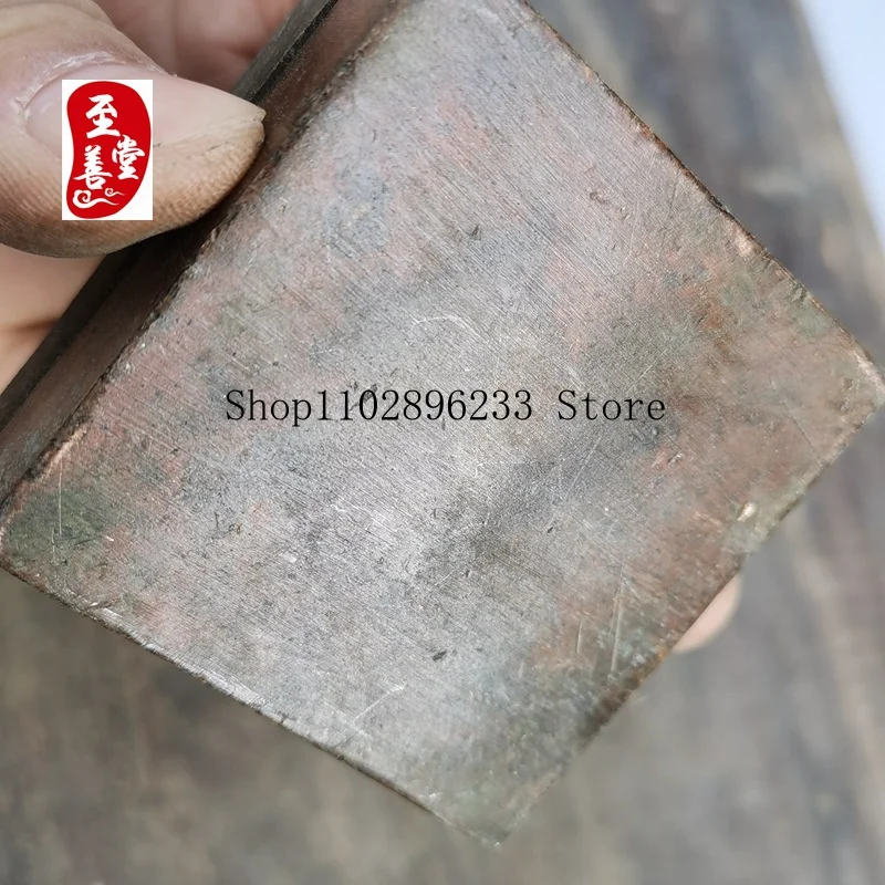 Antique-style alloy copper decorative piece for living room, featuring a square design and a 