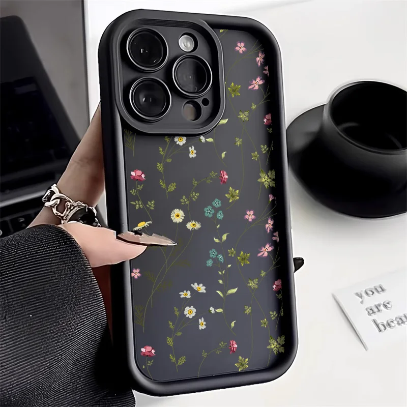 Flower Silicone Phone Case For iPhone 13 Case iPhone 15 Pro Max 14 12 16 11 XS XR X 7 8 Plus SE 2022 Shockproof Candy Soft Cover