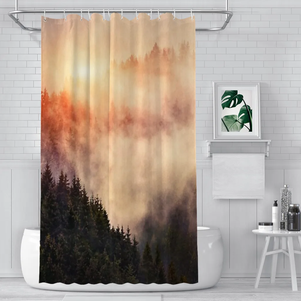 In My Other World  Sunrise In A Romantic Misty Foggy Autumn Fairytale Wilderness Forest With Trees Shower Curtain