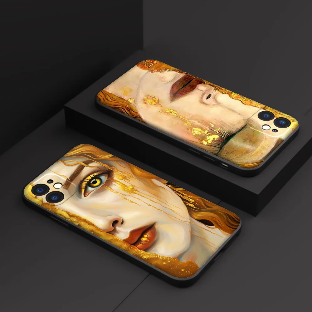 SK154 The Kiss Gustav Klimt Painting Phone Soft Case for iPhone 16 15 14 13 7 8 Pro Max Mini Plus