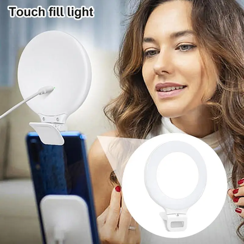 Selfie Light, 60 LED 800mAh Rechargeable Cell Phone Fill Light 3 Level Brightness, Portable Clip on Light