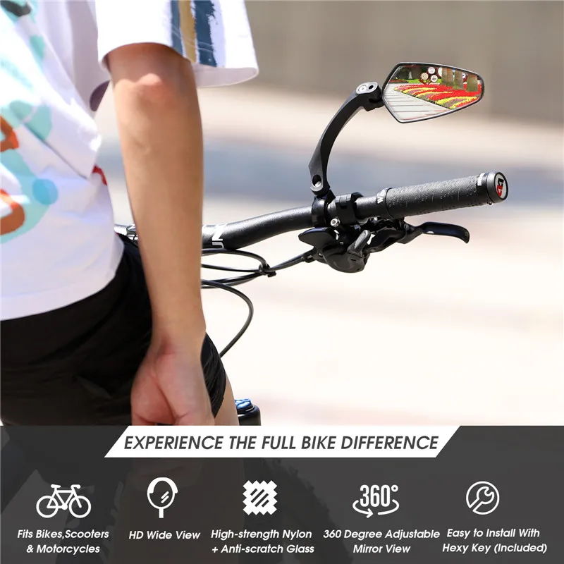 WEST BIKING Bicycle Rearview Handlebar Mirror HD Wide Angle MTB Road Electric Bike Scooter Cycling Accessories Rear View Mirrors