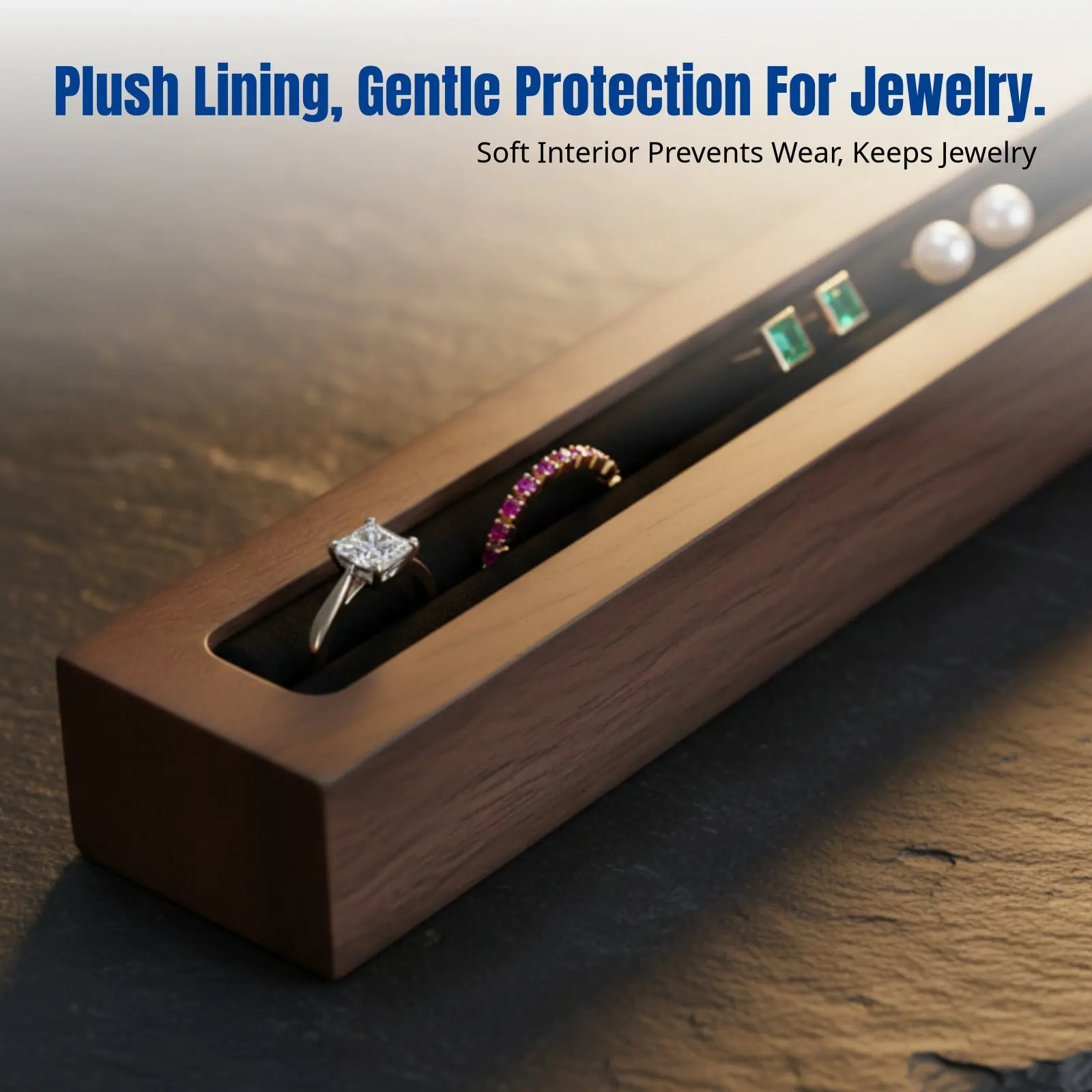 

Подставка-органайзер для украшений на столешницу, из орехового дерева, для колец и серег, минималистичный дизайн