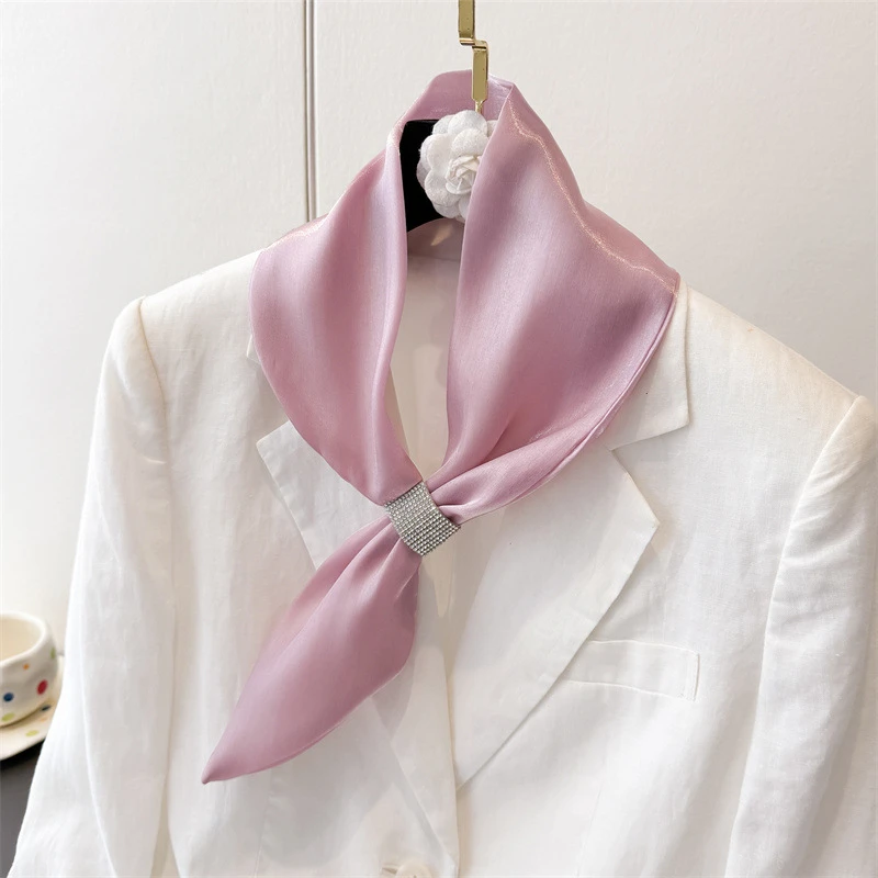 

2026 Wraps Neck Guard Cross Scarves False Collar Satin Cross Neckerchief Solid Color Scarves Fashion Women Clothing Accessories