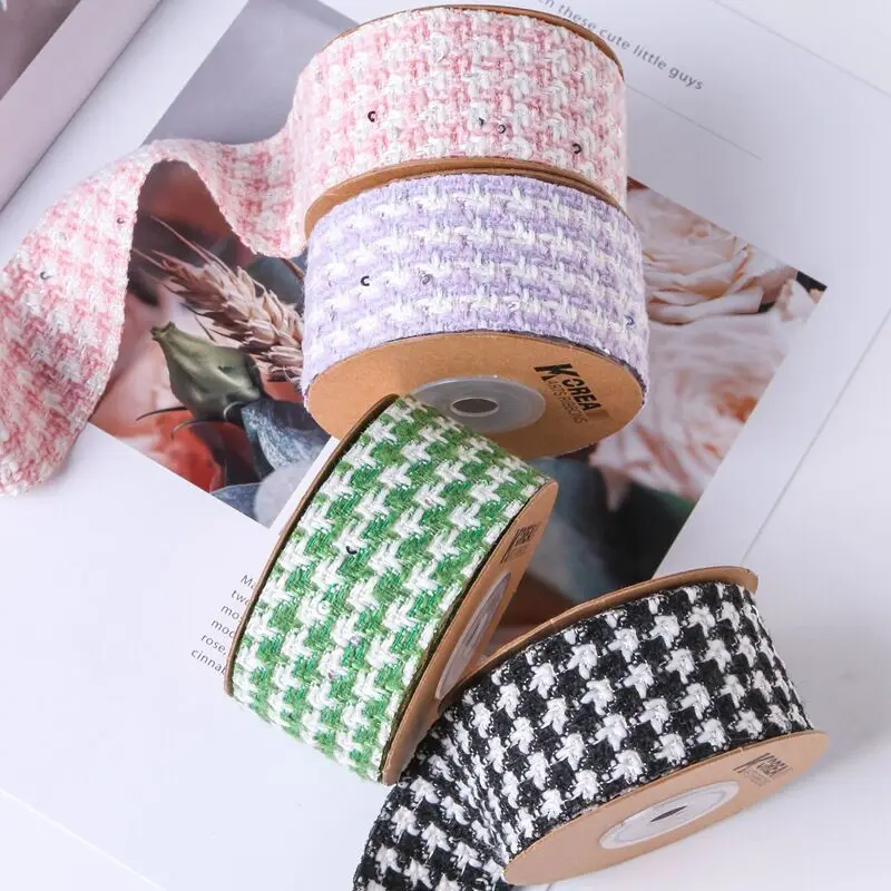 9 Yards 25mm40mm Sweet Plaid Ribbon Handcrafted Materials Headwear Hair Bows Clothing Shoes Hats Home Decoration Sewing