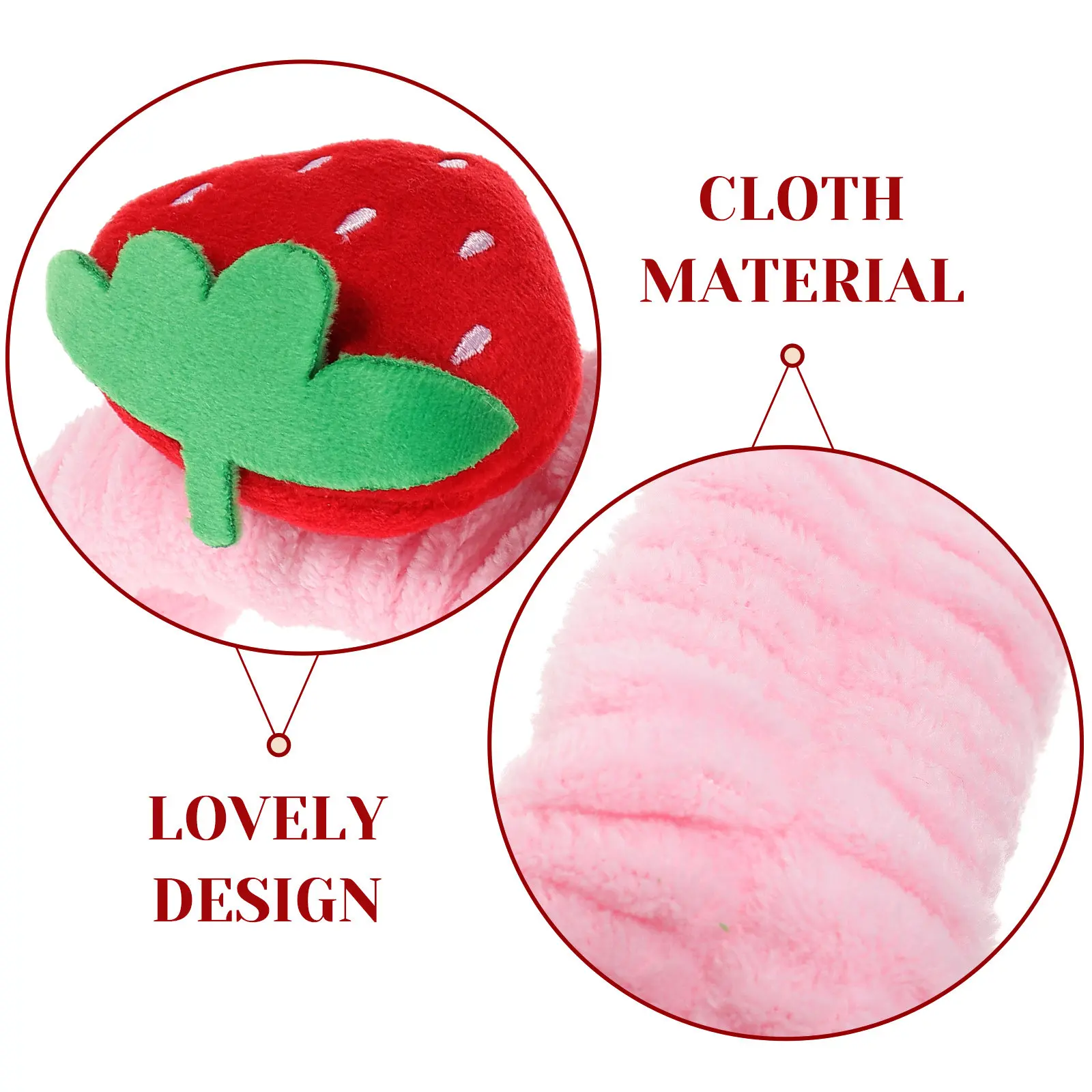 

2Pcs Kawaii Strawberry Headband Skin-Friendly Fabric Hair Accessory for Daily Use Spa Shower Women Girls Fashion Style