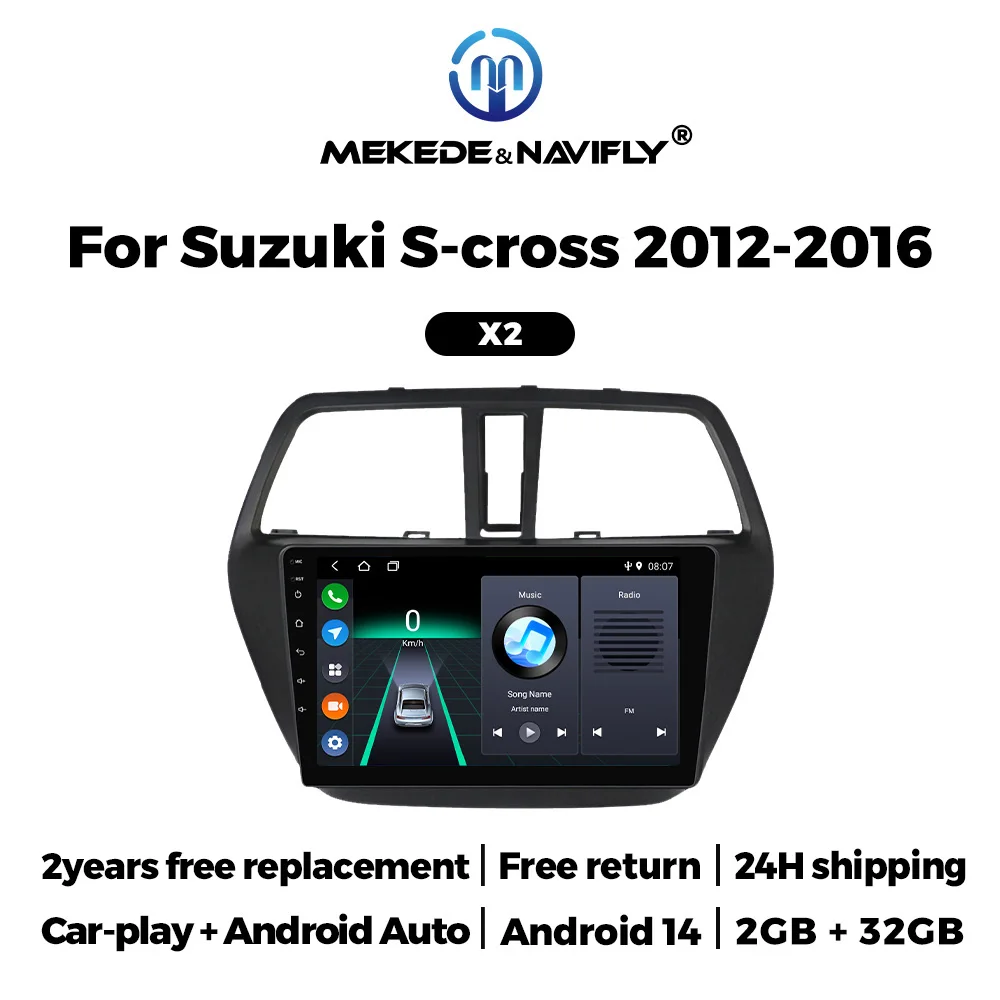MEKEDE&NAVIFLY 9'' IPS Screen Carplay+AUTO GPS Car Radio GPS For Suzuki SX4 2 S-Cross 2012-2016 Car Multimedia MP5 Video Player