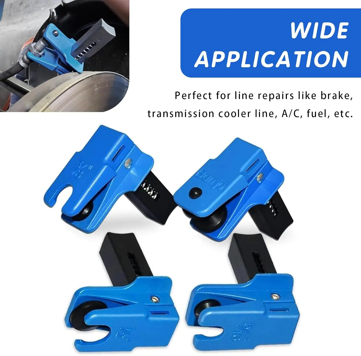 4PCS Car Fluid Line Stoppers Vertical Oil Pipe Clamp Banjo Stopper Fluid Stopper Set For Fuel Rail Hose A/C Line Brake Line Tool