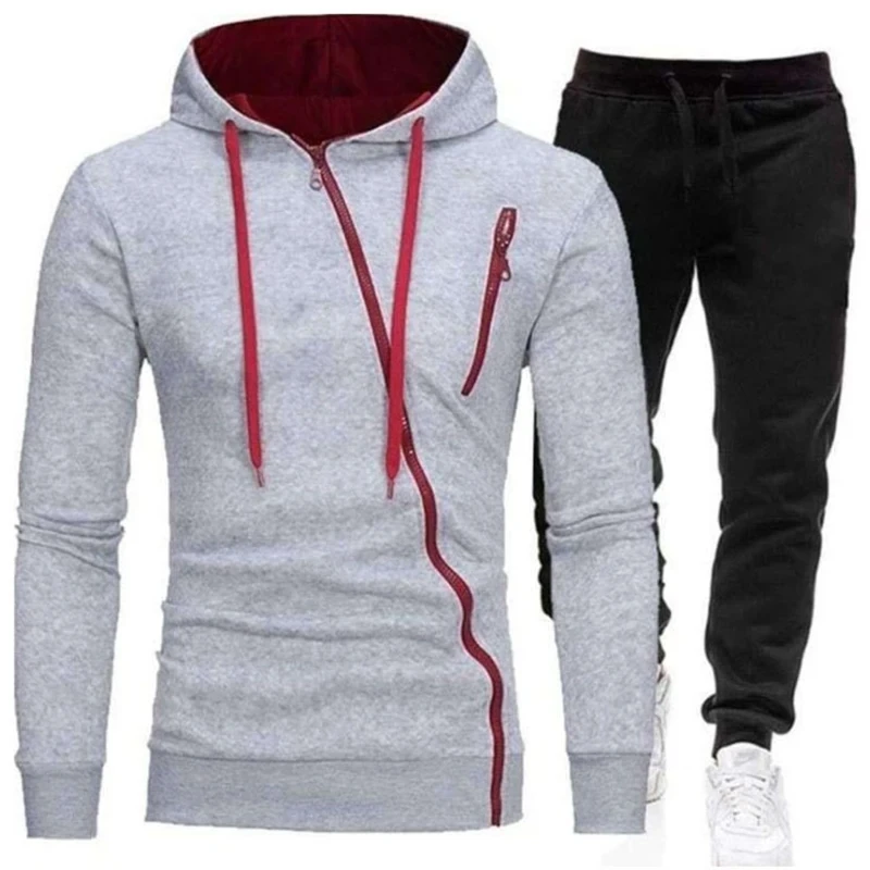 Men\'s hooded jogging suit men\'s hooded sweatshirt long pants casual sweater sportswear spring and autumn two sets