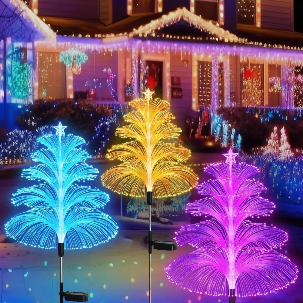 1/2/3/5 Layer Solar Jellyfish Lamp Waterproof Ground Insertion Outdoor Solar Light Colorful High Quality Fiber Optic Lamp