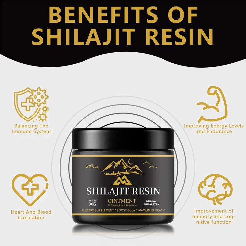 100% Shilajit Resin Shilajit supplements contain fulvic acid and 85+trace minerals for energy, immunity, and brain strength, 30g