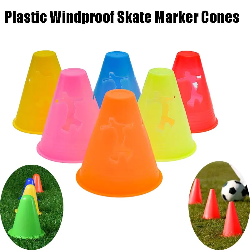 

10 Pcs Plastic Windproof Skate Marker Cones Roller Football Marking Cup Marker Cone Slalom Roller Skate Pile Cup Soccer Training