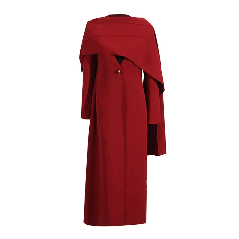 

SuperAen, высококачественное пальто на одной пуговице с v-образным вырезом, новинка 2025, нишевая шаль, длинный женский плащ