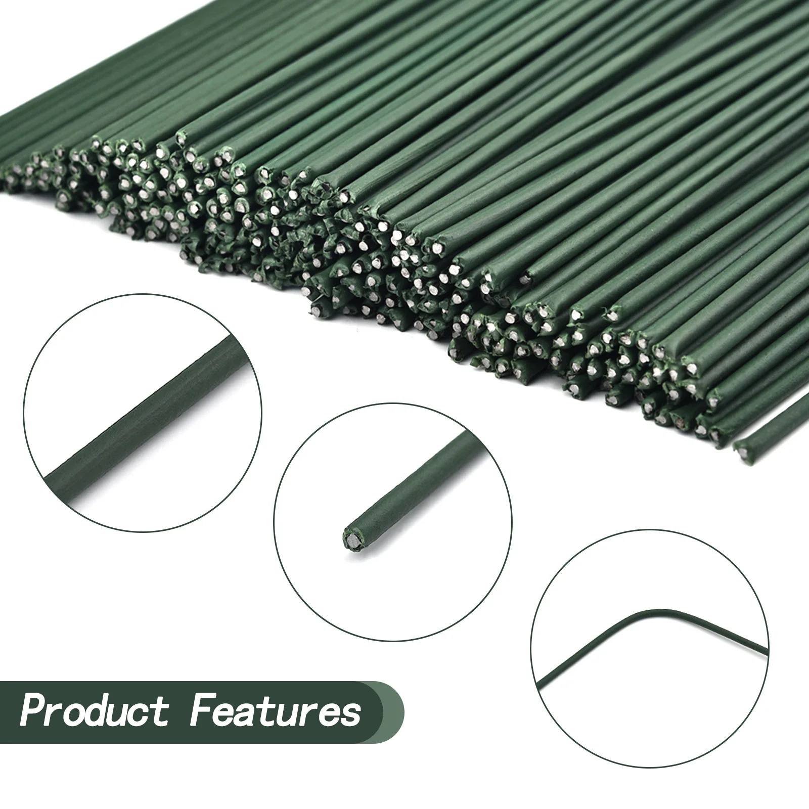 50pcs 15/20/25/30/40cm Artificial Green Flower Stem DIY Floral Material Handmade Wire Stem Accessoies For Wedding Home Decor