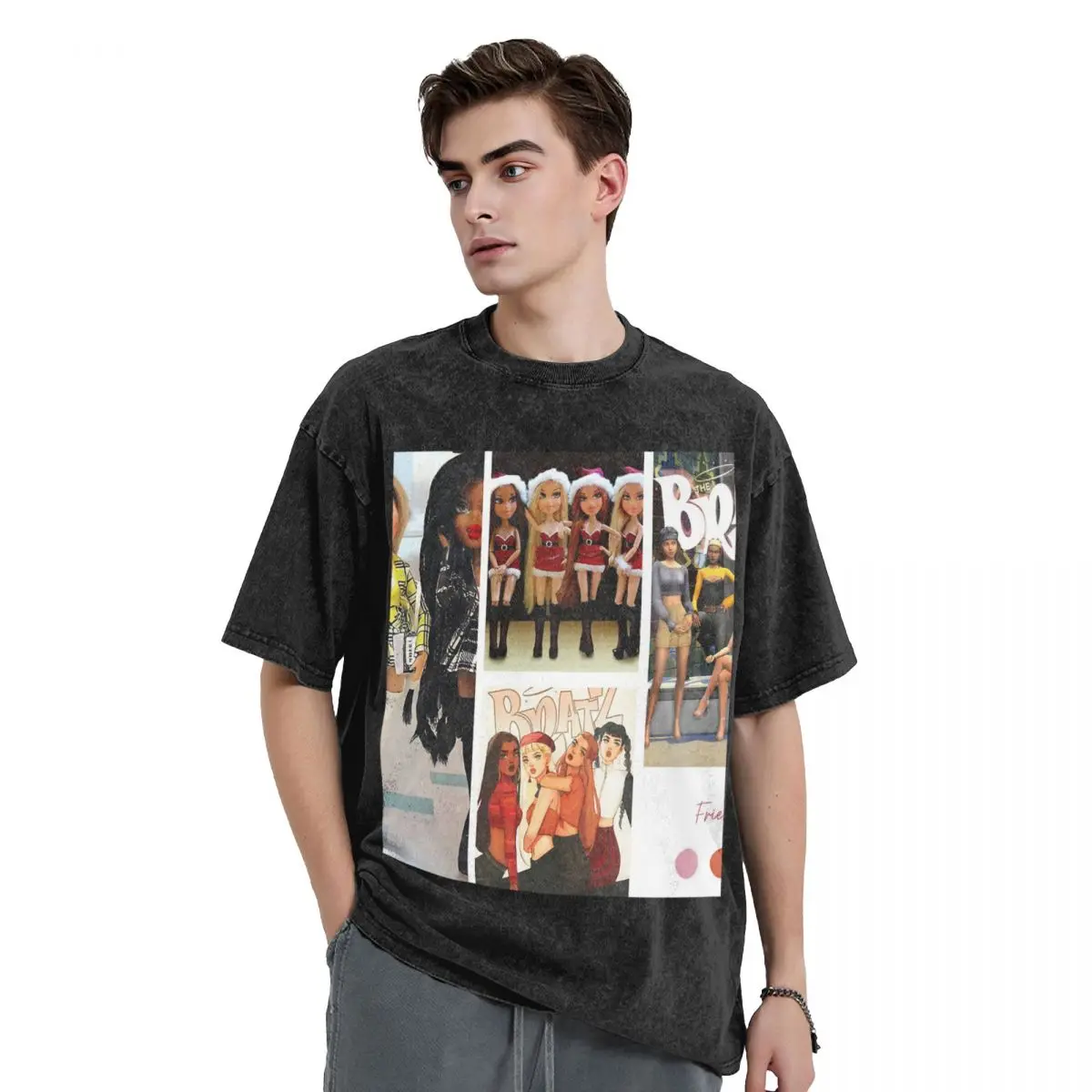 

Bratz Rock Angelz Doll Washed T Shirts Cotton Short Sleeve Hip Hop T-Shirt Streetwear Tops Tees for Men Women