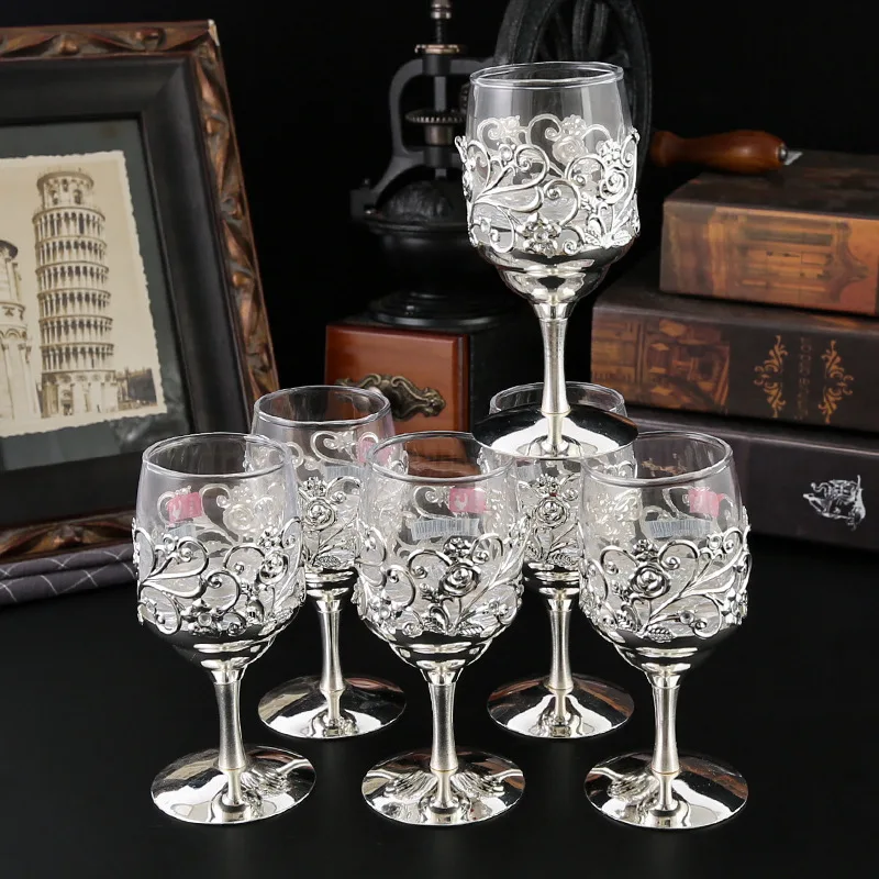 

Elegant Metal Wine Goblet Cup Retro Design Solid Construction for Parties And Events Wine Lovers Glassware