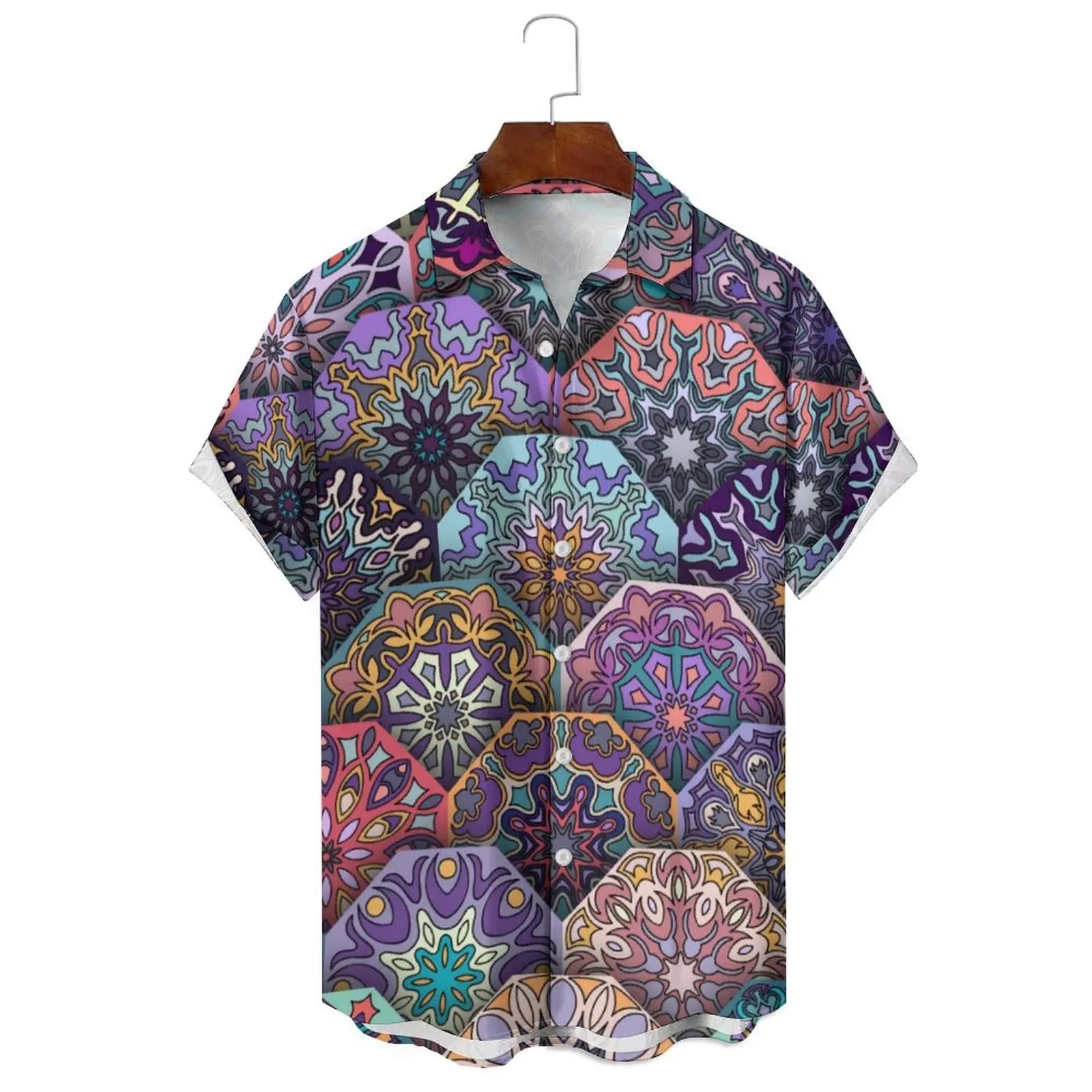 

Men's/Women's Summer Casual Casual Breathable Loose Irregular Opulent Printed Lapel Single-Breasted Short-Sleeved Shirt