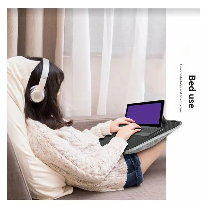 -FTGT Lap Desk With Cushioned Pillow For Laptops Portable Writing Tray For Office Work, For Home & Travel Use Without Handle