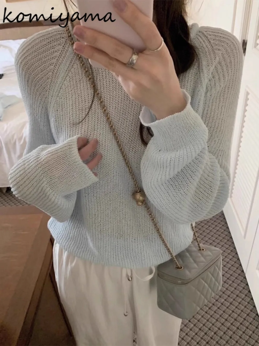 

Korean Lazy Style Knit Ropa Mujer Round Neck Long Sleeve Roupas Loose All-match Woman Clothes Solid Clothing Basic Sueter