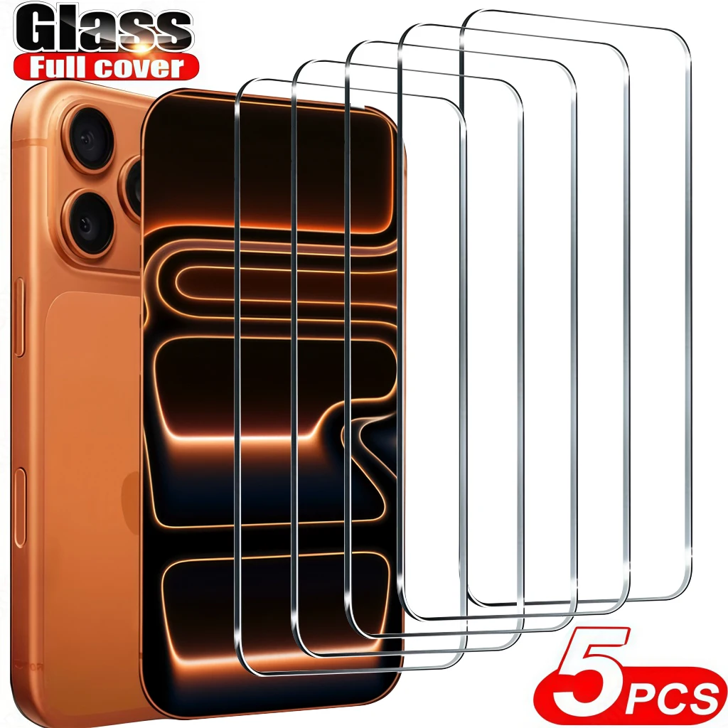 5 Stücke HD Gehärtetes Glas Displayschutzfolie Für iPhone 11 12 13 14 15 16 17 Pro Max 14 15 16 Plus 17 Luftglas Schutzfolie