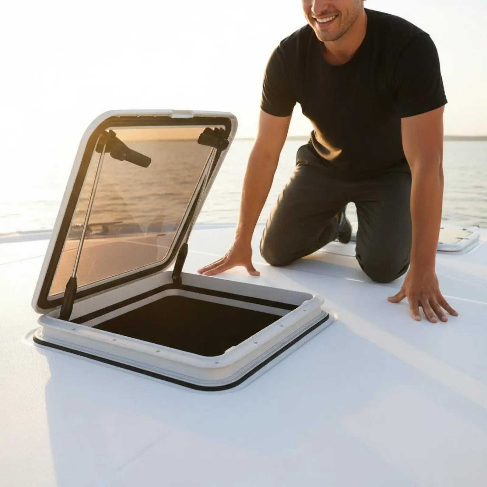 Aluminum Alloy Boat Window Square RV Opening Window Watertight Seal Rectangular Marine Marine Window for Boats, Yachts,