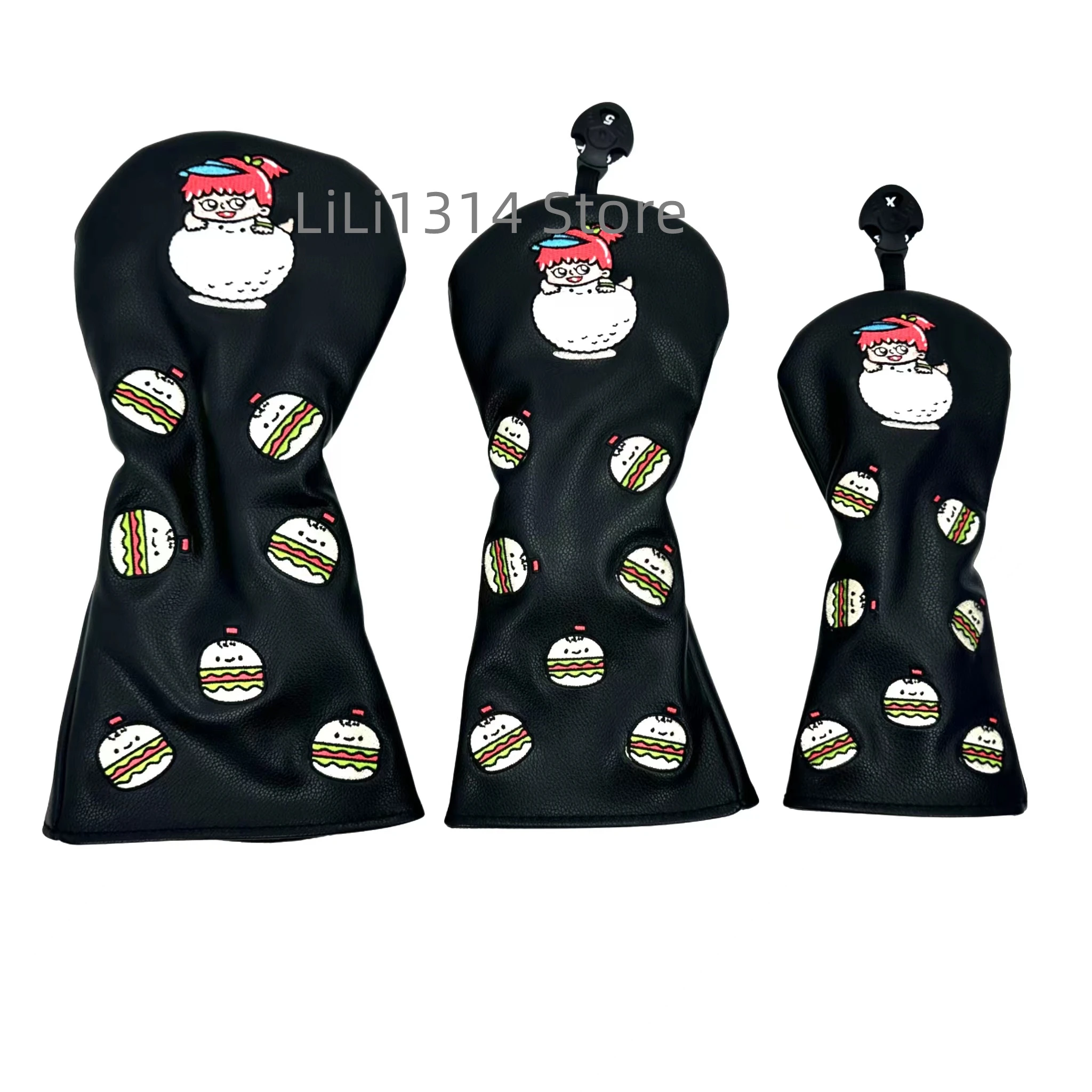 Golf Cute Snowman pattern Head cover Driver Head Covers Fairway Wood Head Covers Hybrid Head Covers Putter Cover Pu Leather