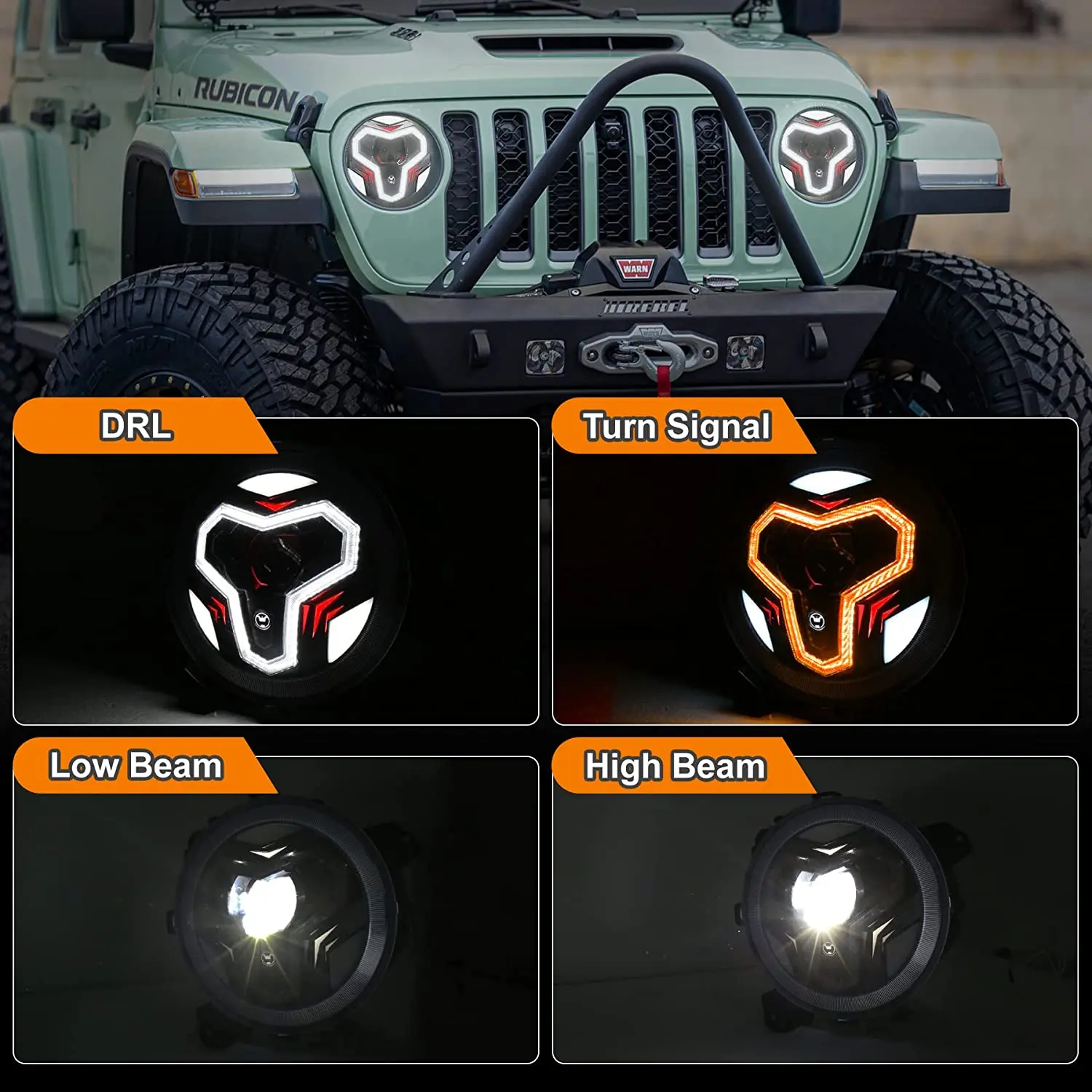 MOVOTOR 9 Inch Led Headlamp With Welcome DRL Turn Signal Headlight for Jeep-Wrangler JL Jeep-Gladiator JT