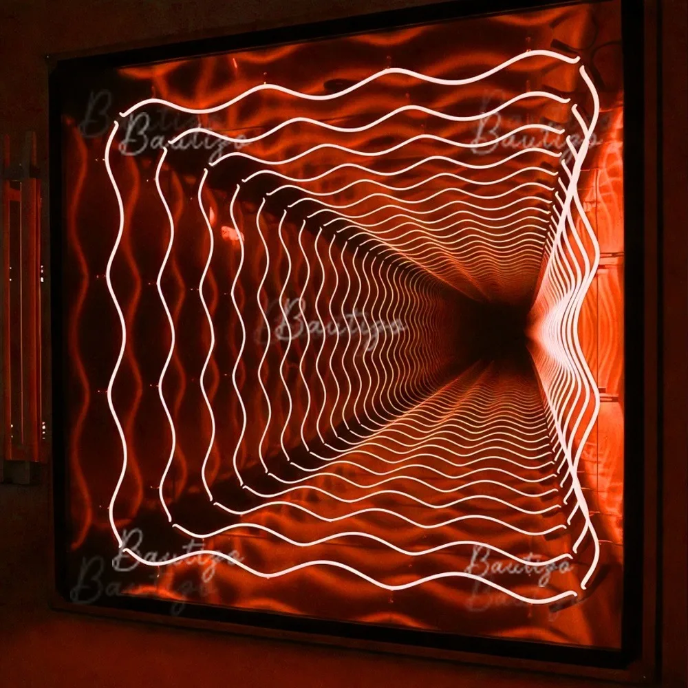 Custom 3D LED Infinity Mirror Sign Channel Letters Personalized Mirror Wall Business Indoor Decoration for Bar Salon