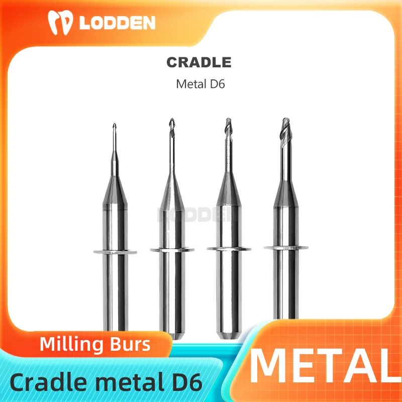 

CRADLE Dental Milling Burs for Grinding Metal 6.0mm Shank Drill Diameter 1.0/1.5/2.0/3.0mm Total 50mm Dental Lab Grinding Tools