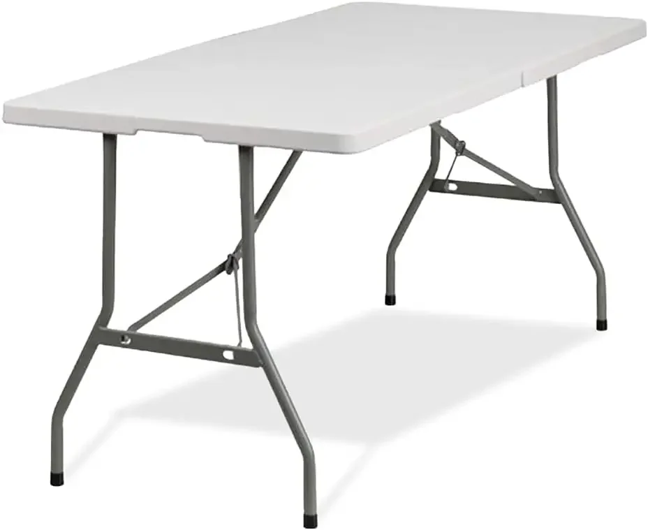 Titan Series Plastic Bi-Folding Table - Lightweight Folding Table - Outdoor Table for Camping Party Dining with Carrying Handle