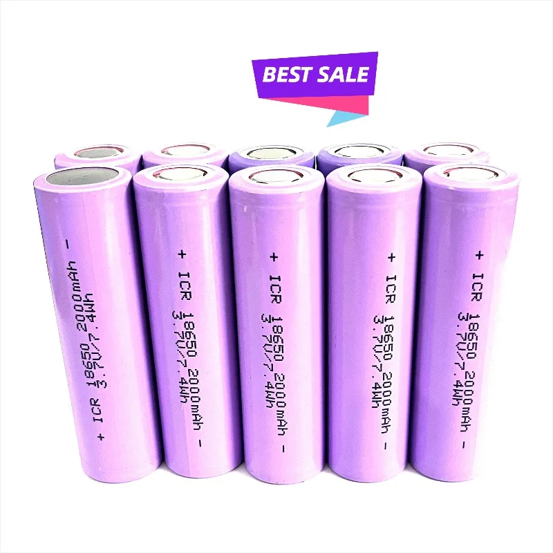 ICR 18650 Battery 100% Original 3.7V 2000mAh Rechargeable Battery for Electric Bike Scooter Battery Flashlight Battery