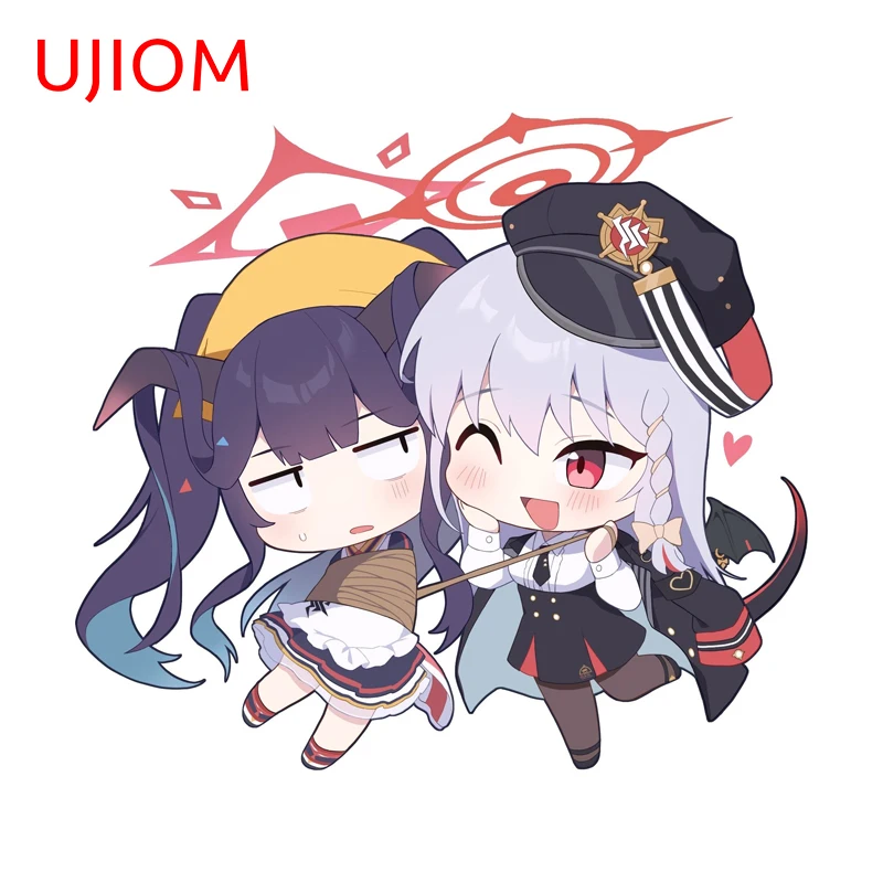 UJIOM Q Edition Blue Archive Two-character Kawaii Wall Sticker Interesting Eye Catching For Computer Case Wallpaper Home Decor