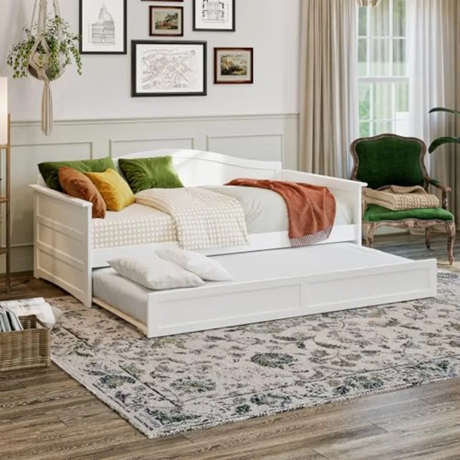 

, Acadia Twin Size Wood Daybed Frame with Twin Trundle, White