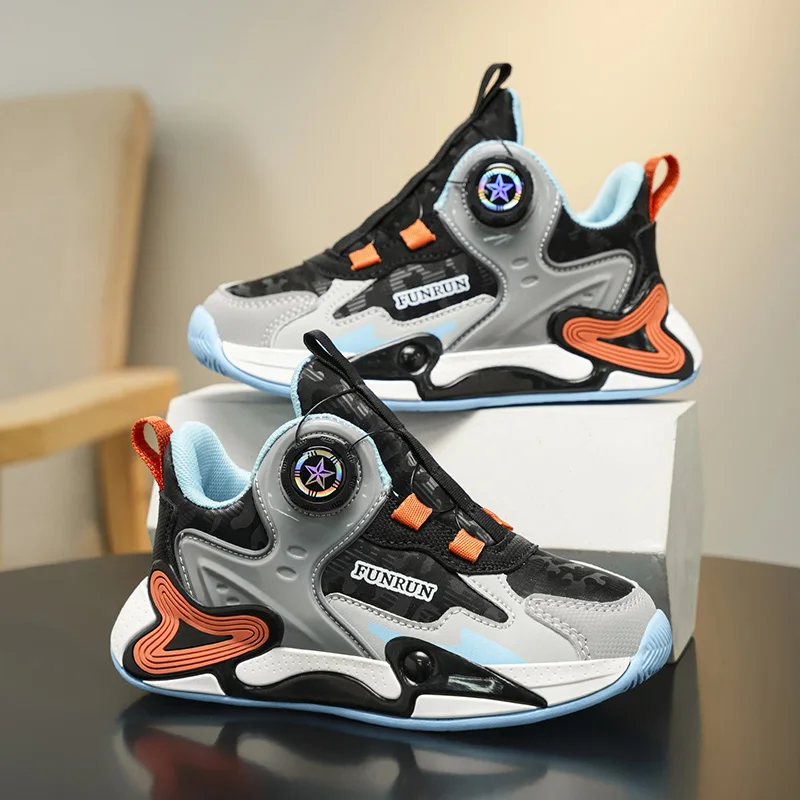 A pair of children's lightweight athletic sneakers, easy‑twist rotary buckle, comfy for running and playground time MC‑1313‑2