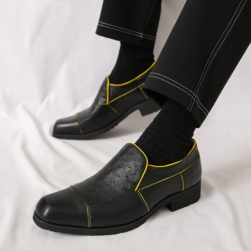 

Высококачественная мужская повседневная кожаная обувь ручной работы с фирменной резиновой нескользящей подошвой, модная деловая обувь с квадратным носком