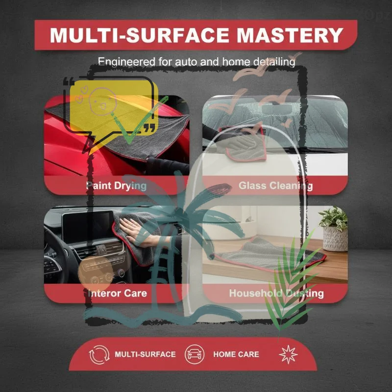 Multiple Sizes Microfiber Car Drying Towel, Water Absorption Designed for Cars Trucks Gray Fine Plush Cloth