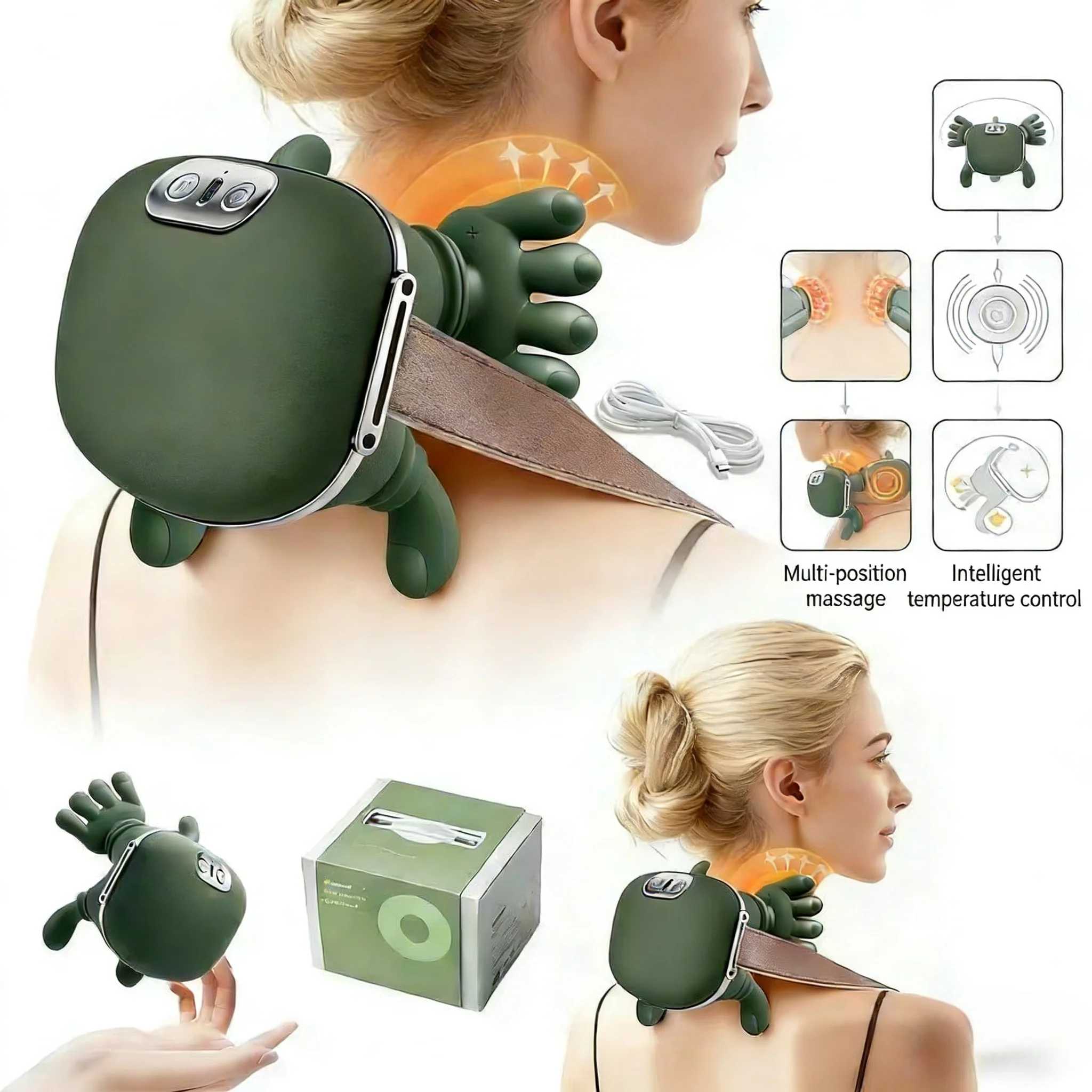 

New Bionic Finger Neck Shoulder Massager Wireless Neck Cervical Trapezius Kneading Body Back Hand Massage Shawl Brushless Motor