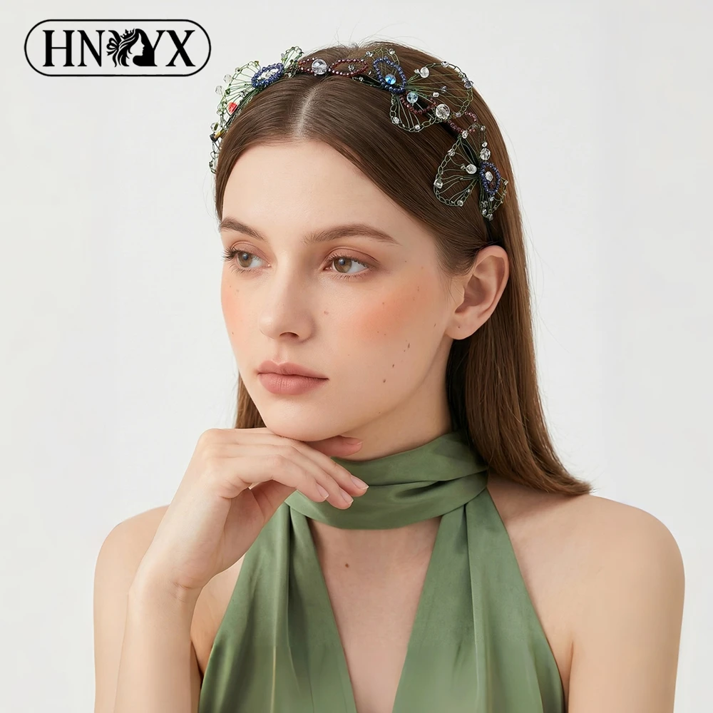 

HNYYX Fresh Style Crystal Headband Handmade Bead Rhinestone Hair Hoop Women Bride Wedding Festival Casual Hair Accessory YXA83