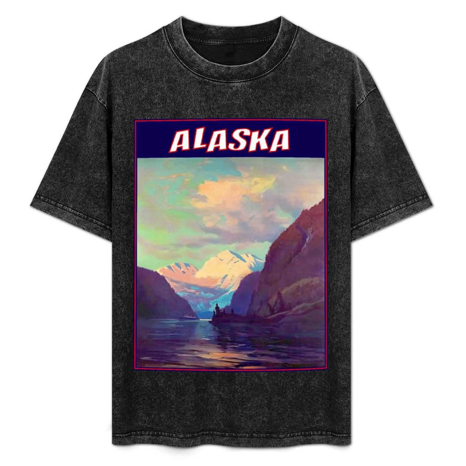 ALASKA : Vintage Travel and Tourism Advertising Print T-Shirt anime tshirt blacks plain t shirts men